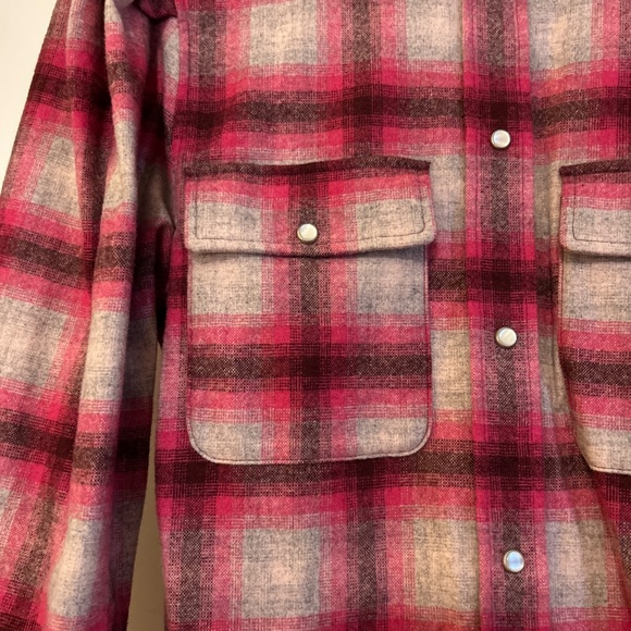 Isabel Marant Etoile Reosi Pink Flannel Plaid Puff Sleeves Western Style Shirt S - Picture 9 of 9